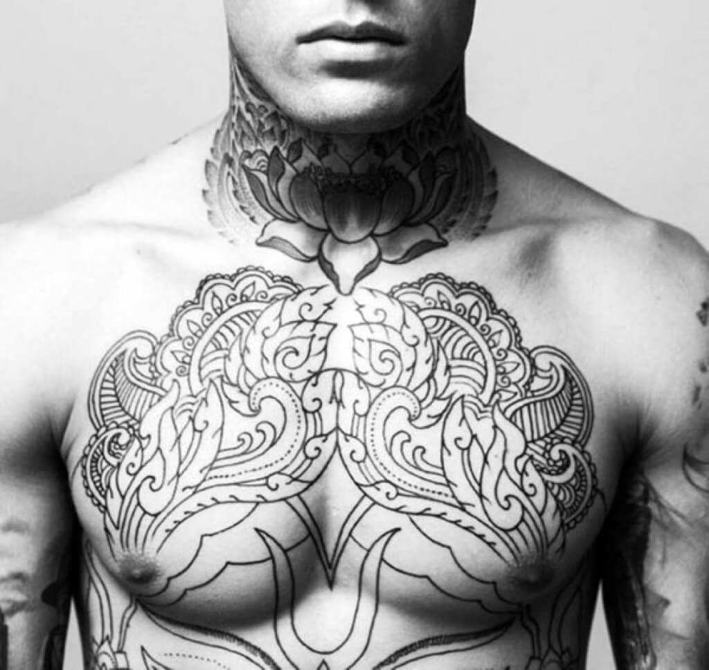 chest tattoos words for men 0094