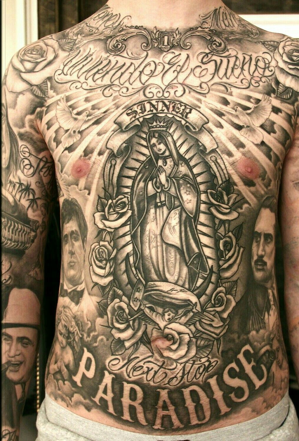 Chicano chest tattoos for men 0099