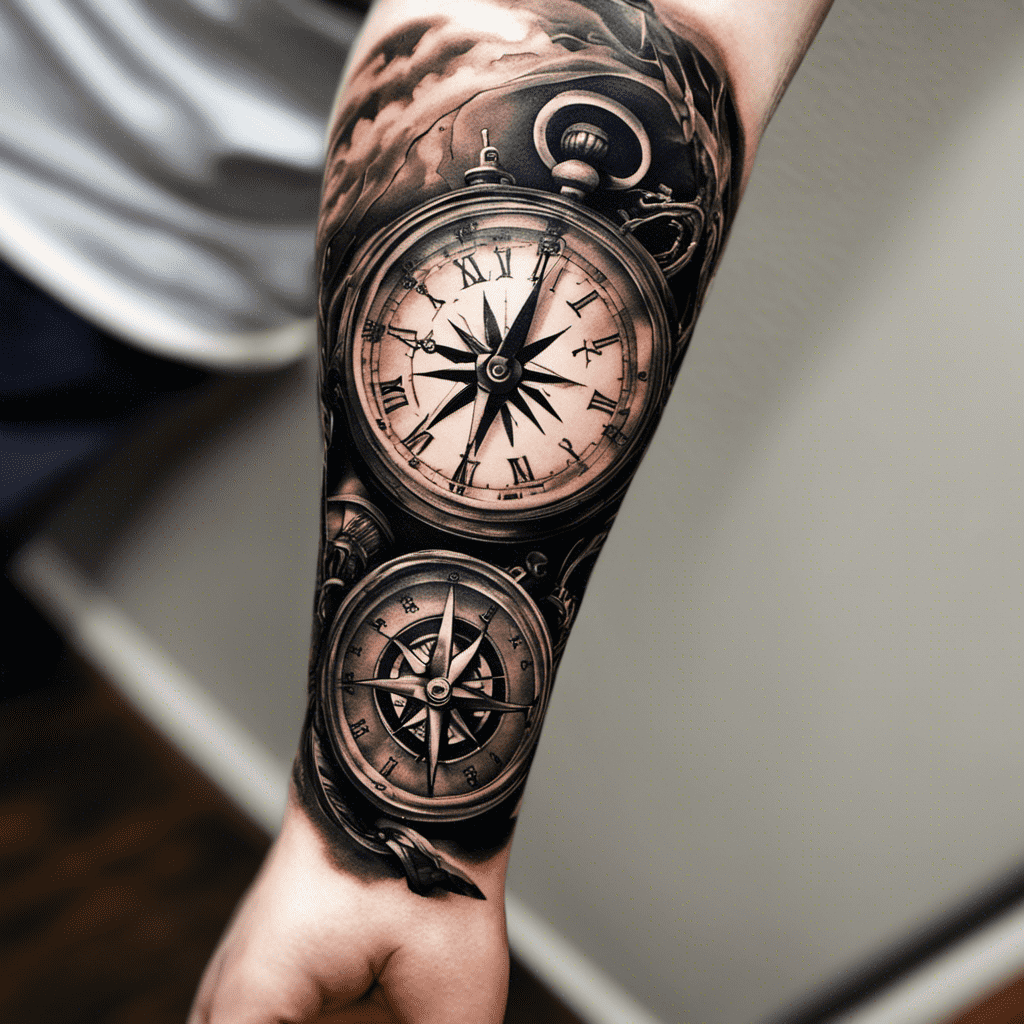 clock inner forearm tattoos for men ideas