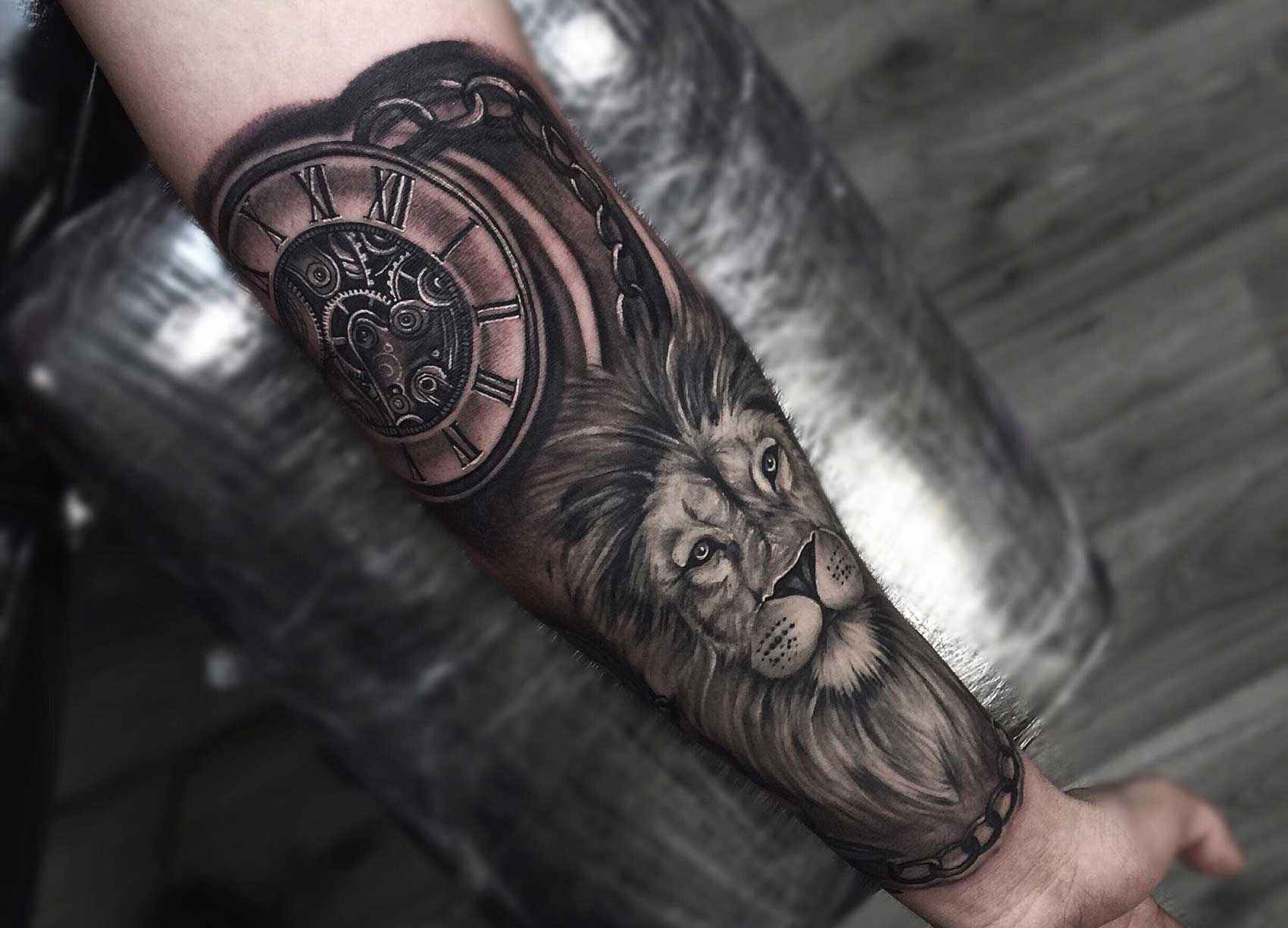 clock inner forearm tattoos for men 0011