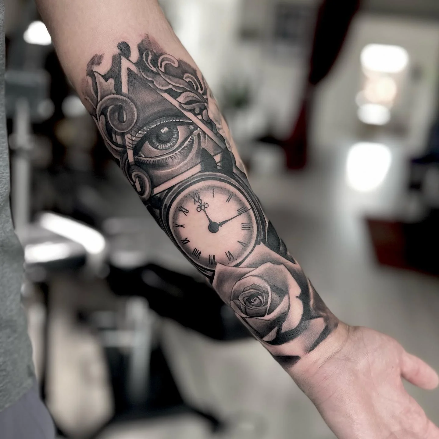 clock inner forearm tattoos for men 0013