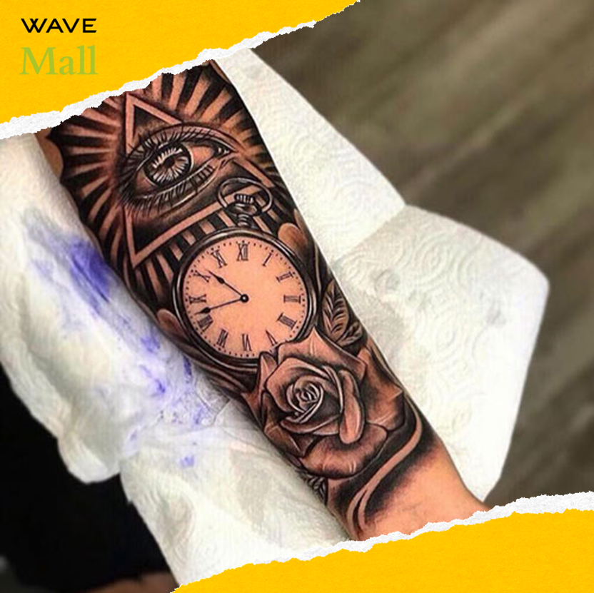 clock inner forearm tattoos for men 0024