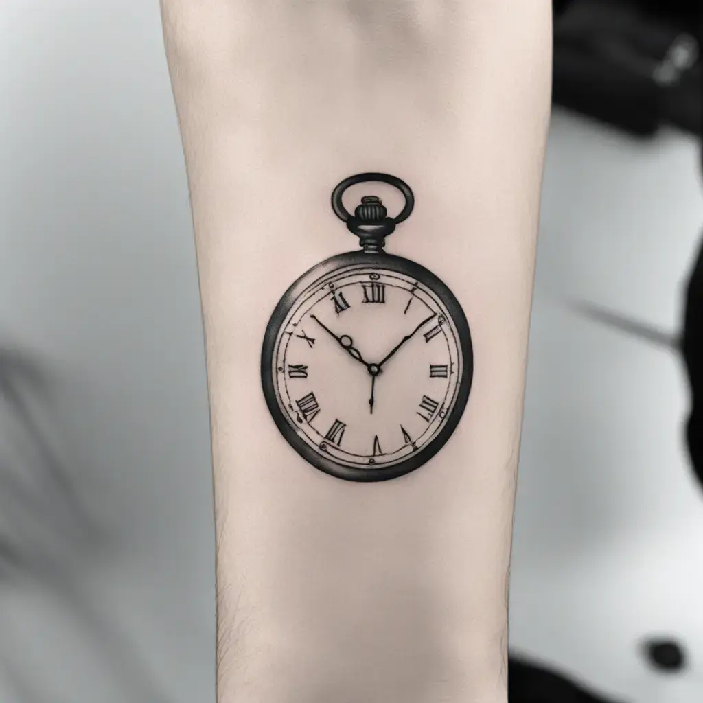 clock inner forearm tattoos for men 0045