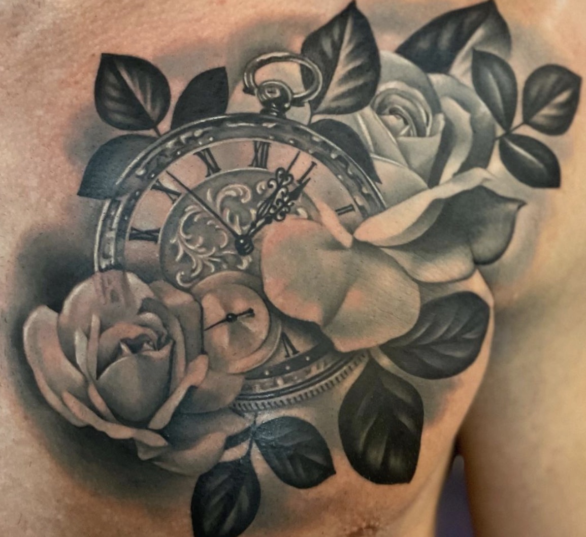 clock inner forearm tattoos for men 0059