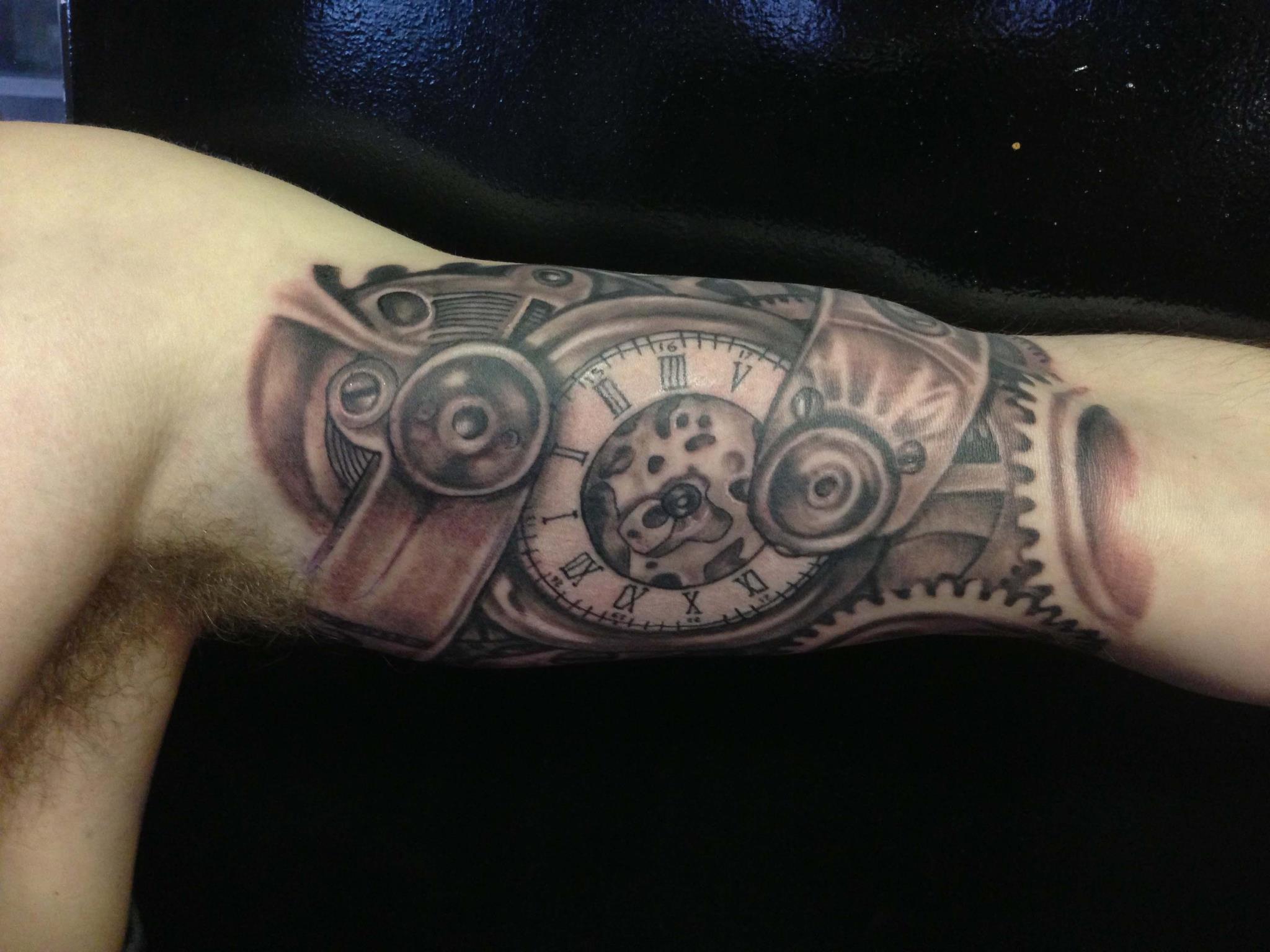 clock inner forearm tattoos for men 0060