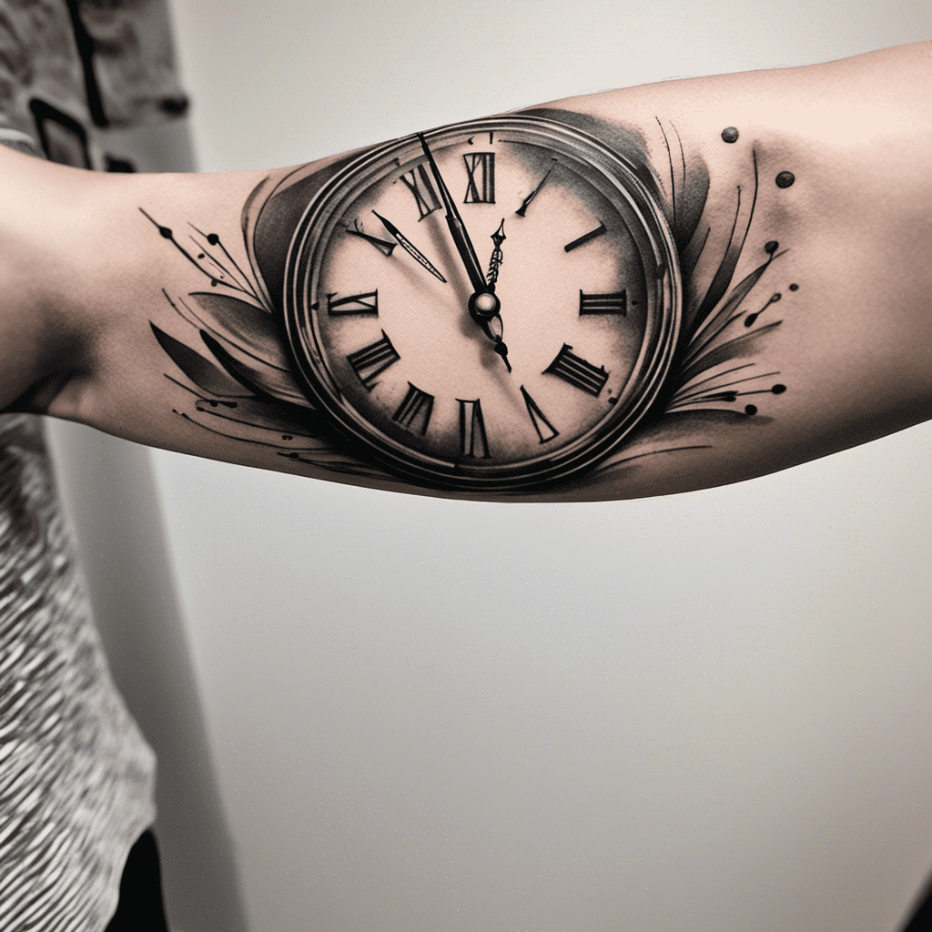 clock inner forearm tattoos for men 0065