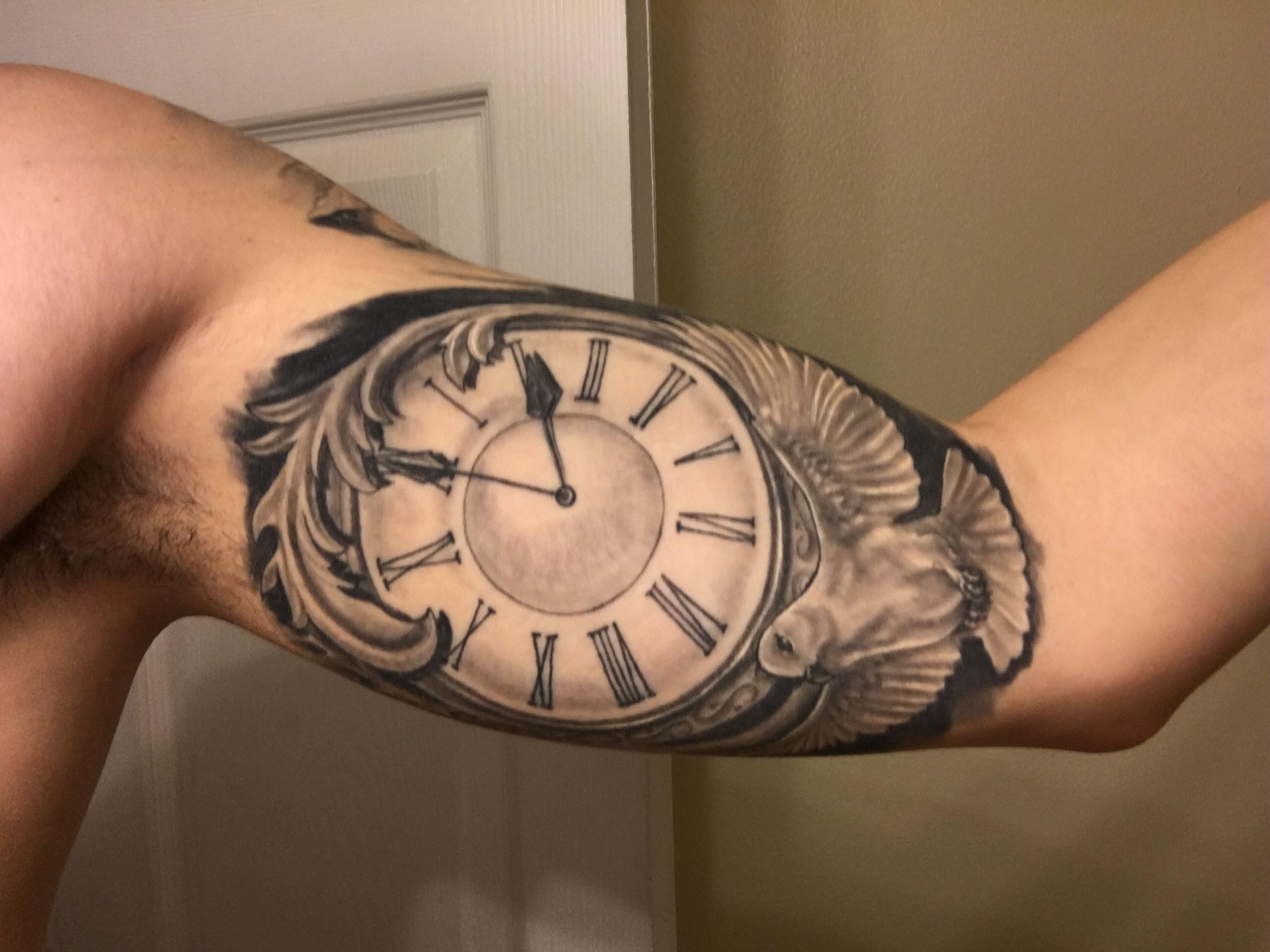 clock inner forearm tattoos for men 0070