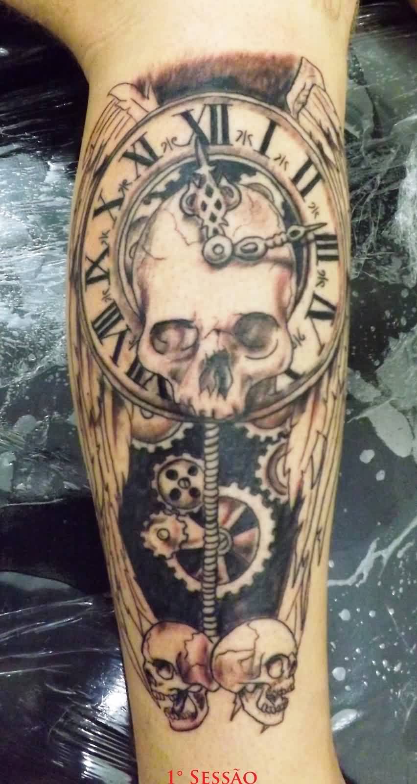 clock inner forearm tattoos for men 0074