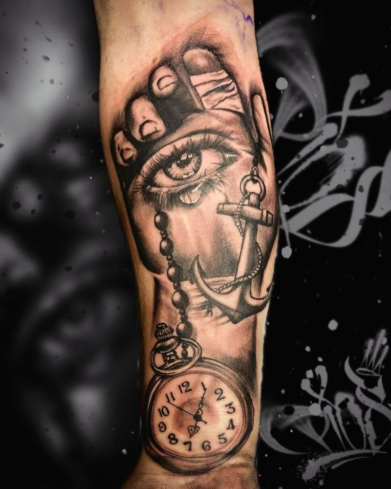 clock inner forearm tattoos for men 0080