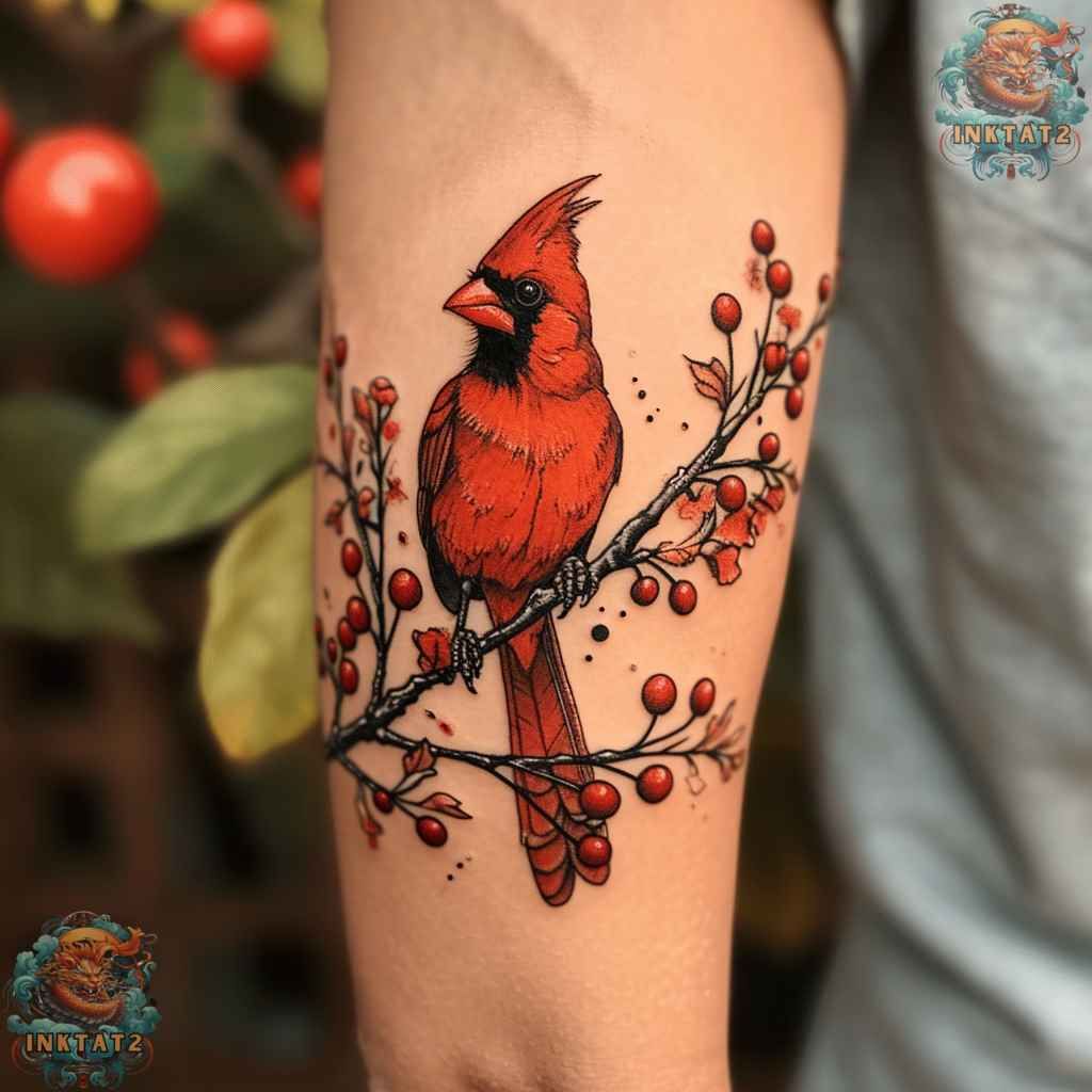 colorful cardinal tattoos for men