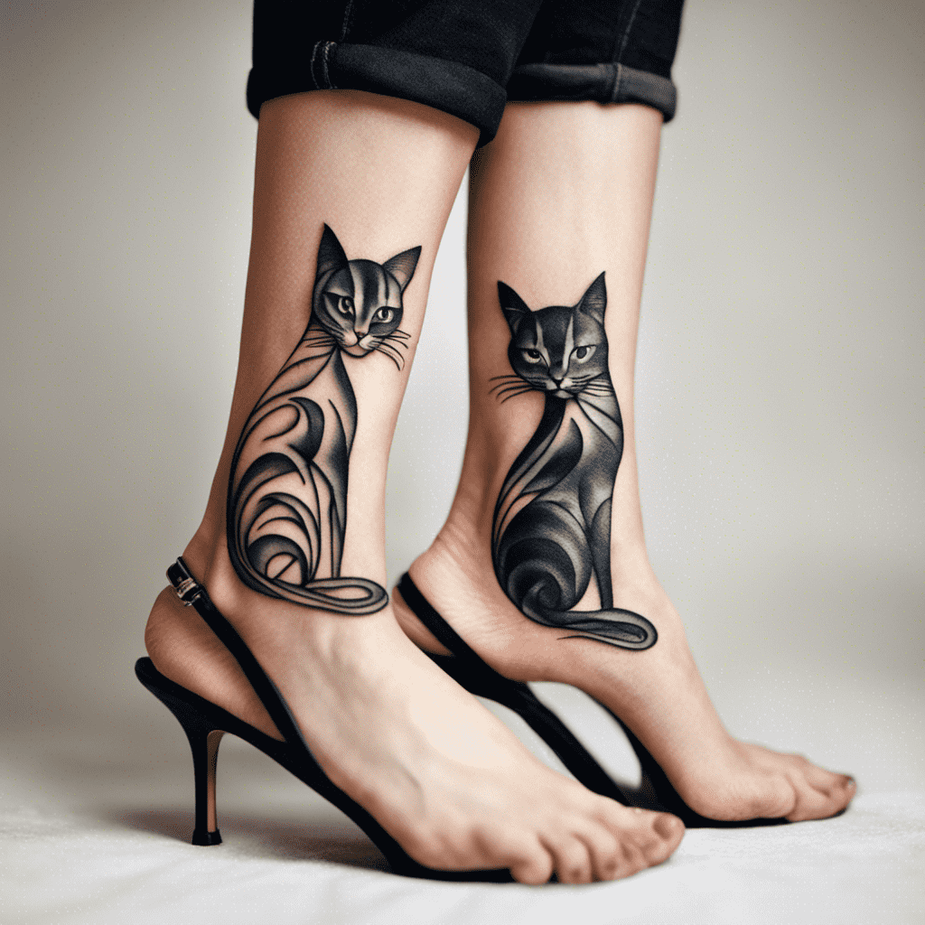 colorful cat tattoos for men