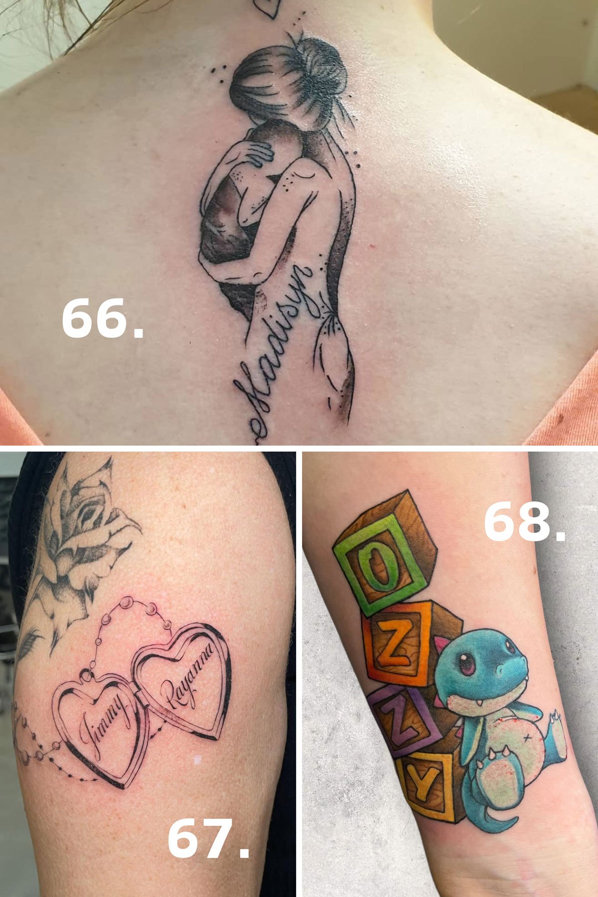 colorful childrens name tattoos for men