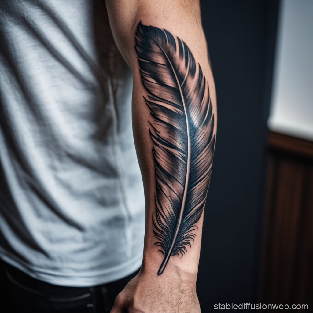 colorful feather tattoos for men