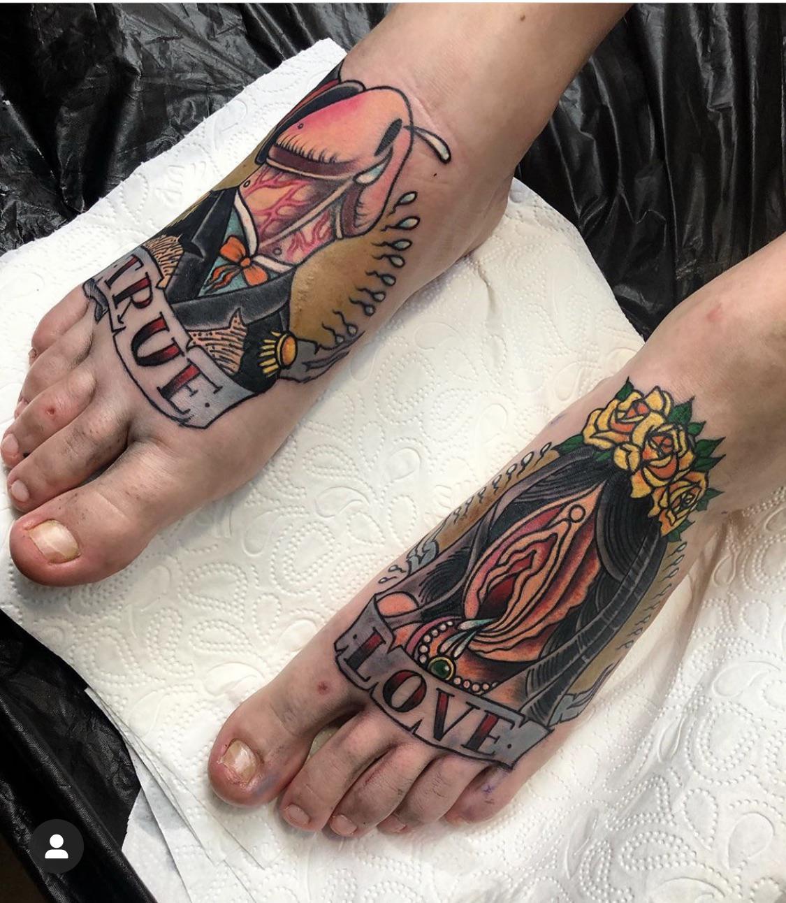 colorful foot tattoos for men trends