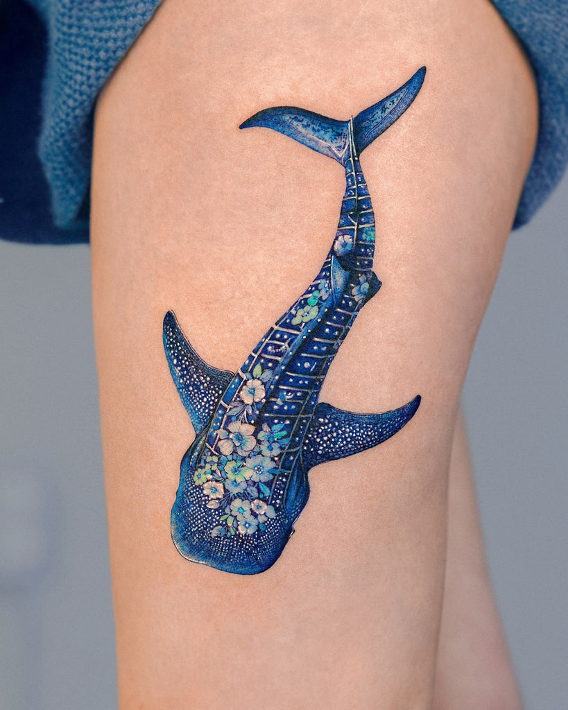 colorful shark tattoos for men.