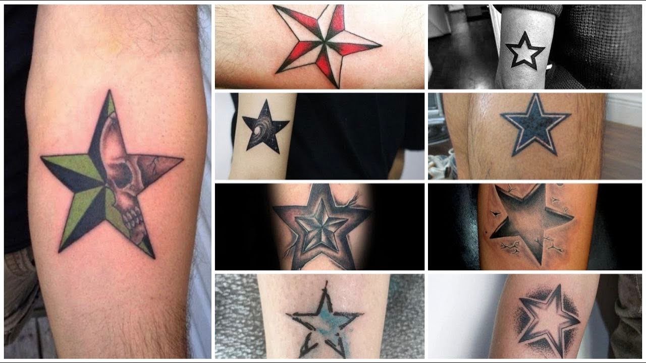 colorful star tattoos for men inspiration.