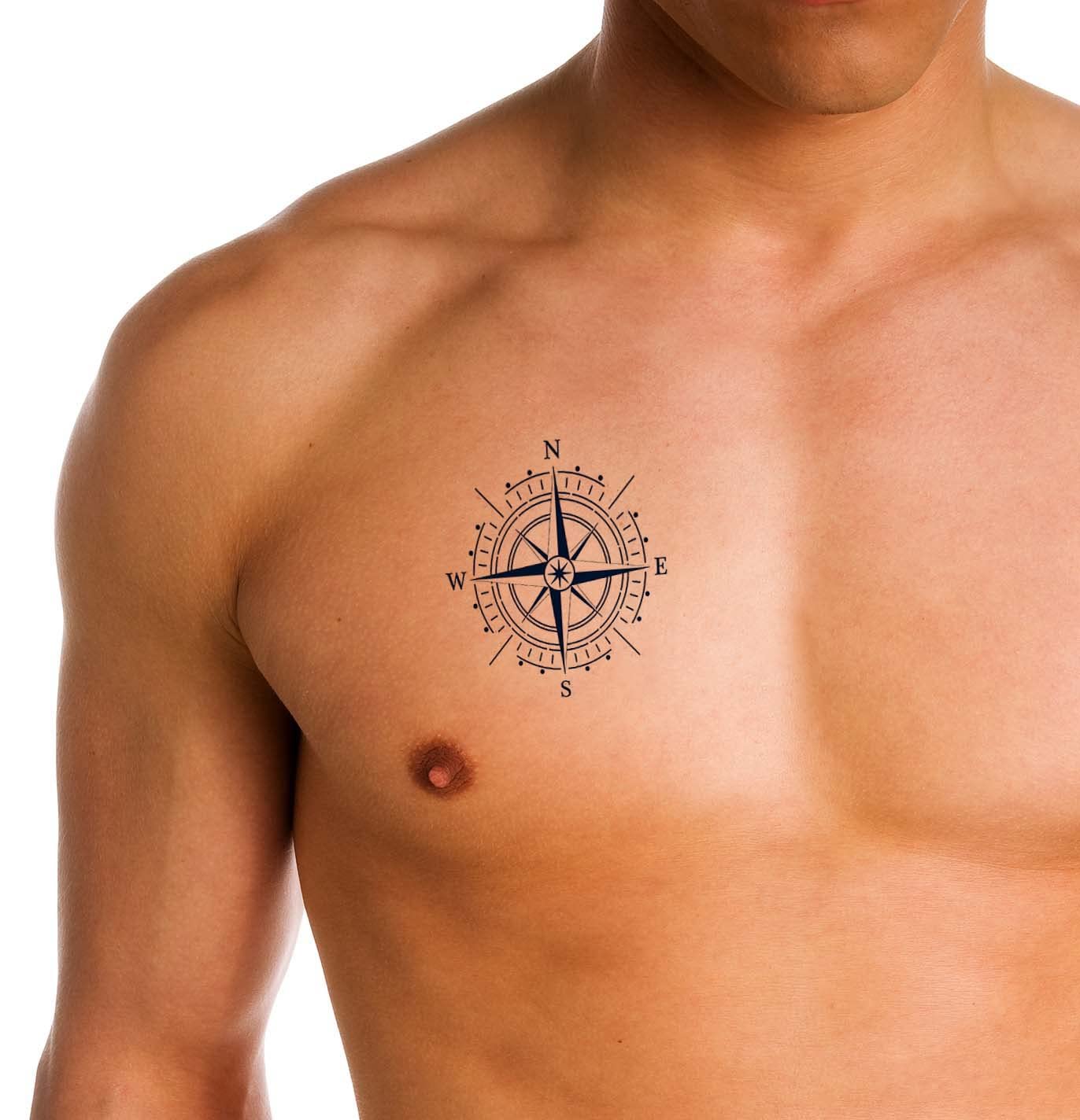 compass chest tattoo for men 0010