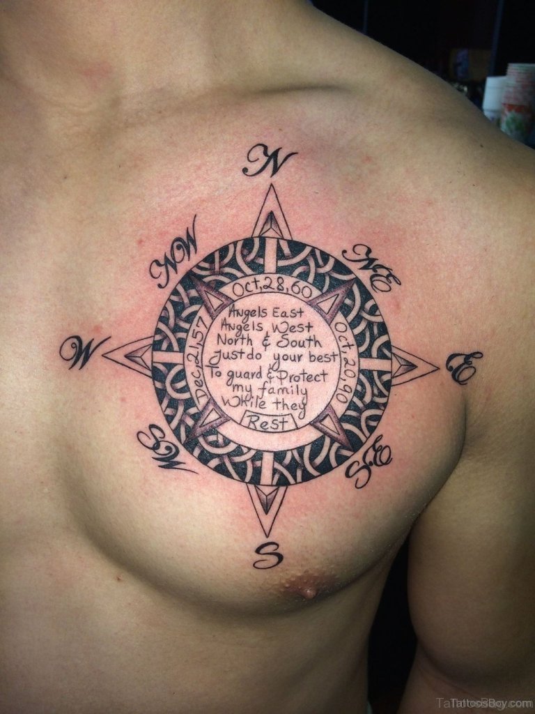 compass chest tattoo for men 0012