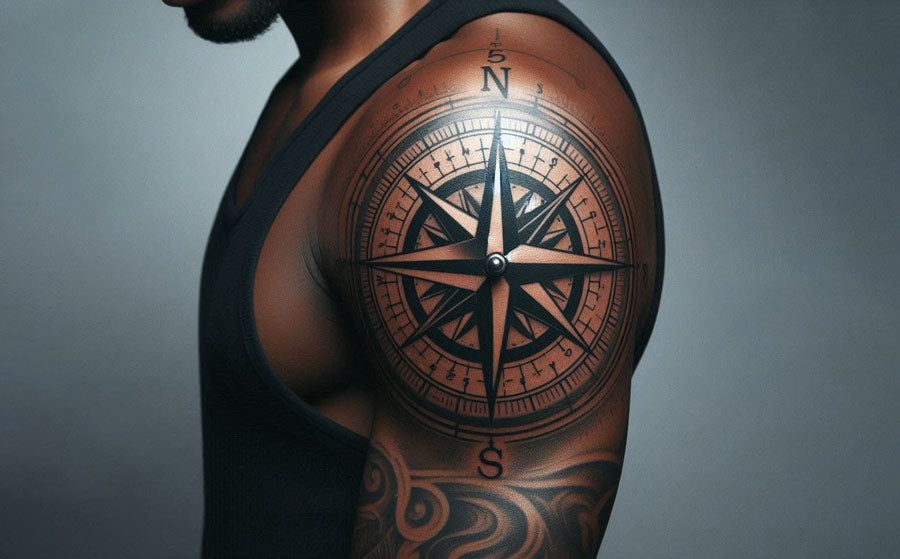 compass chest tattoo for men 0015