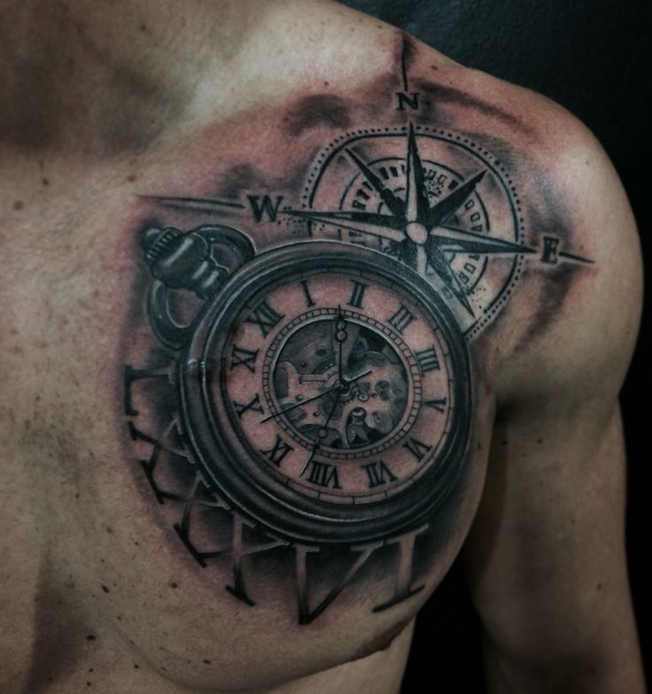 compass chest tattoo for men 0016