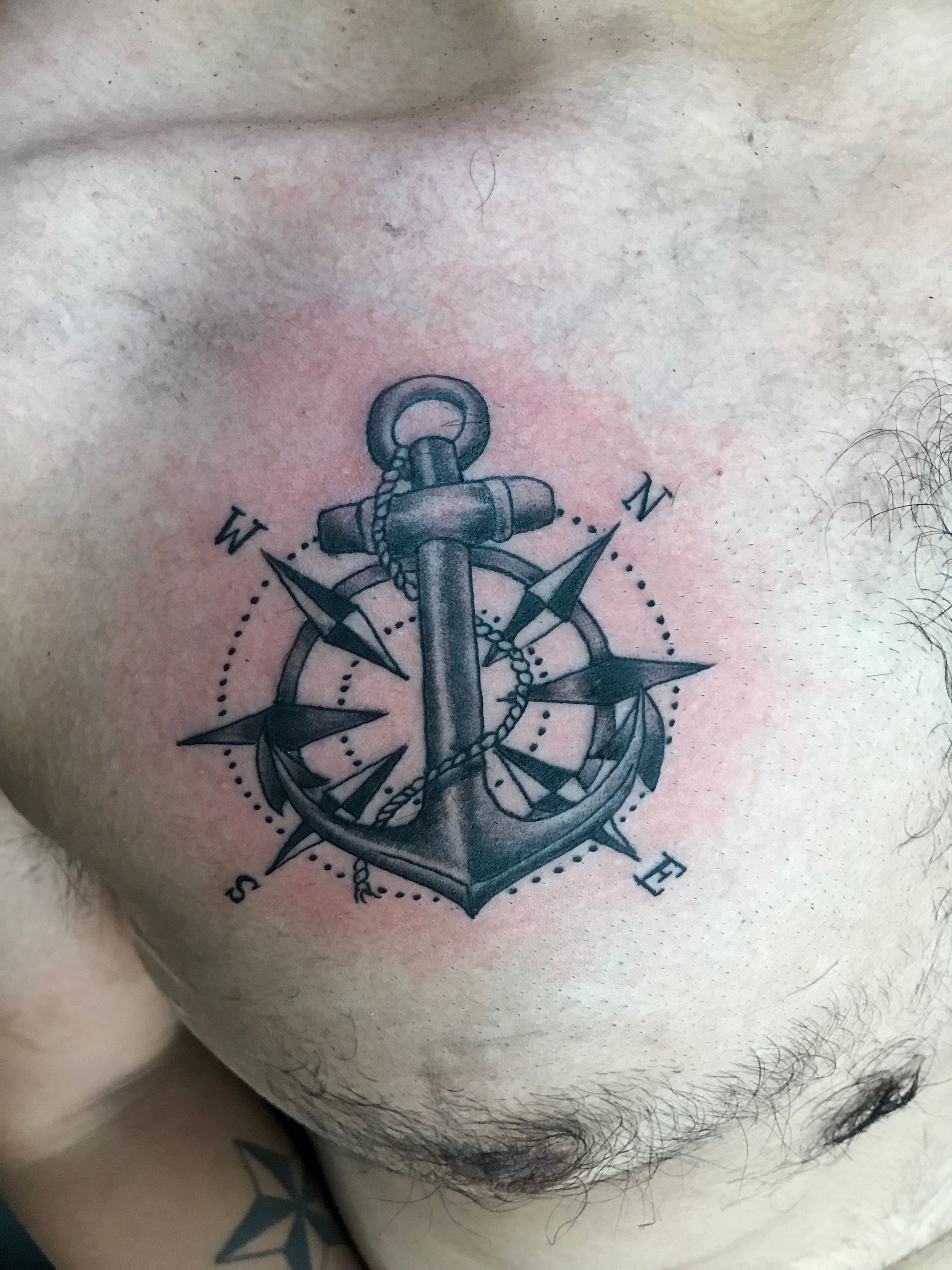 compass chest tattoo for men 0022