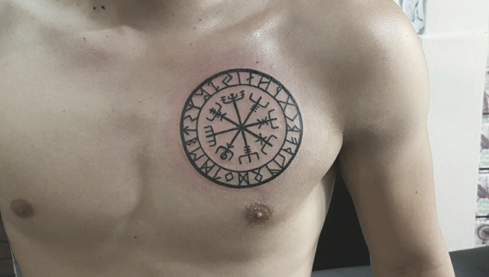 compass chest tattoo for men 0025