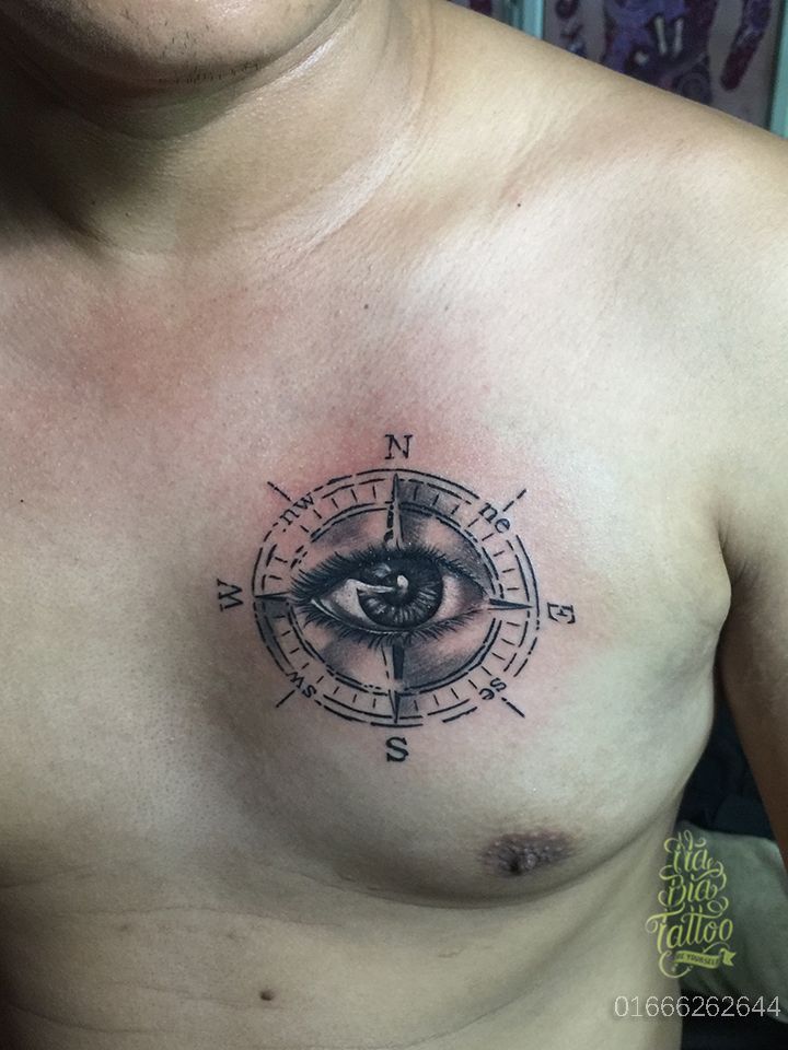 compass chest tattoo for men 0037