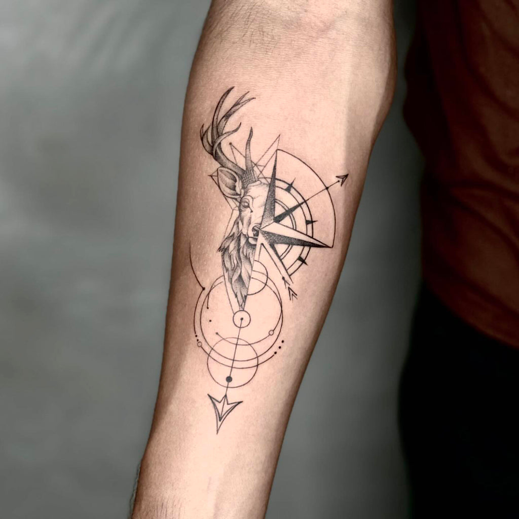 compass chest tattoo for men 0038