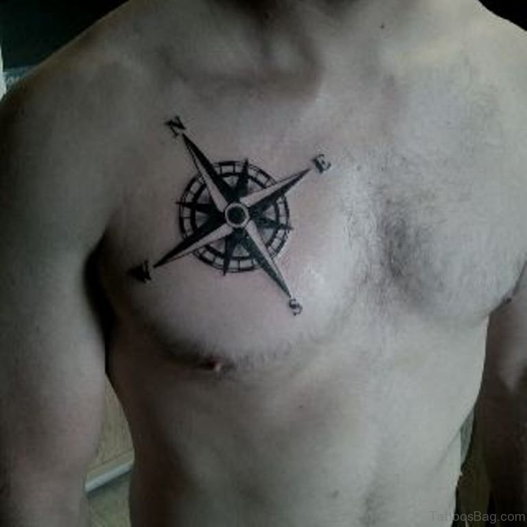 compass chest tattoo for men 0044