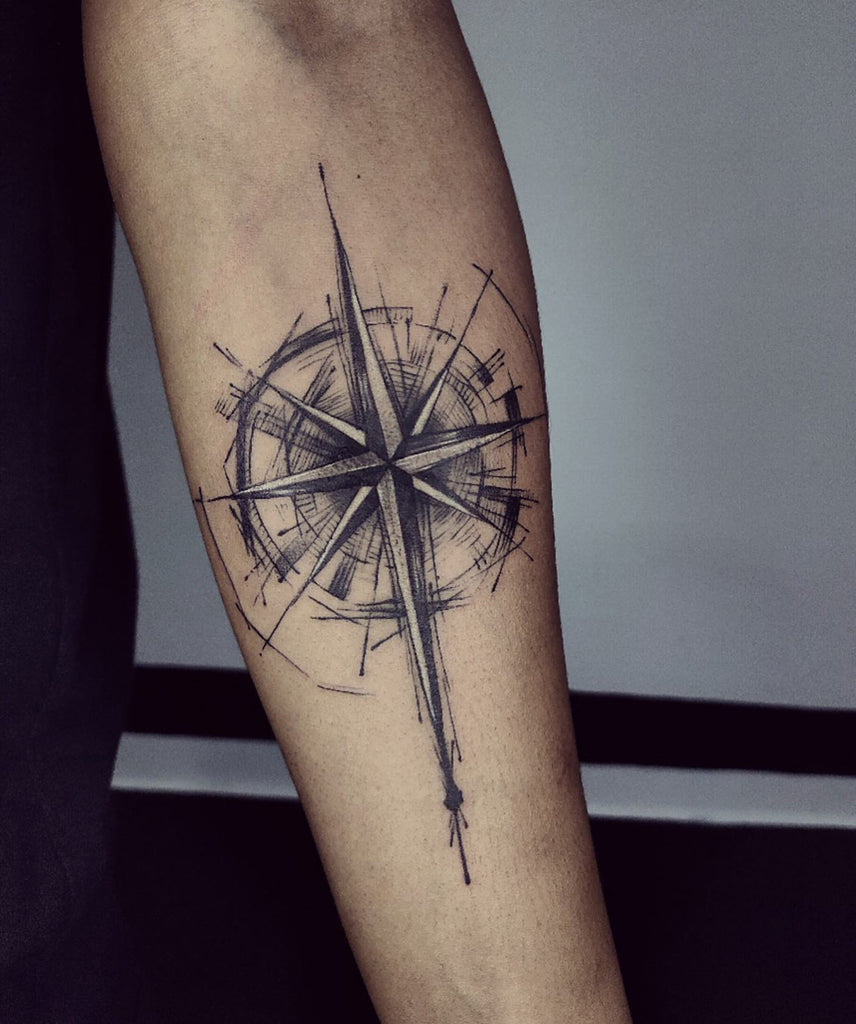 compass chest tattoo for men 0048