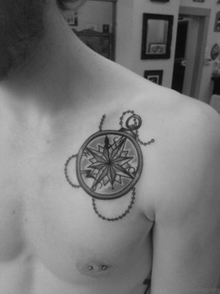 compass chest tattoo for men 0059