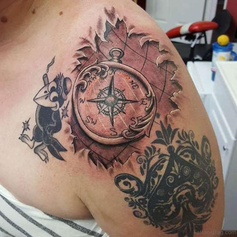 compass chest tattoo for men 0065