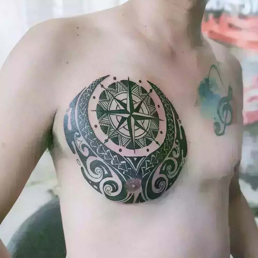 compass chest tattoo for men 0076