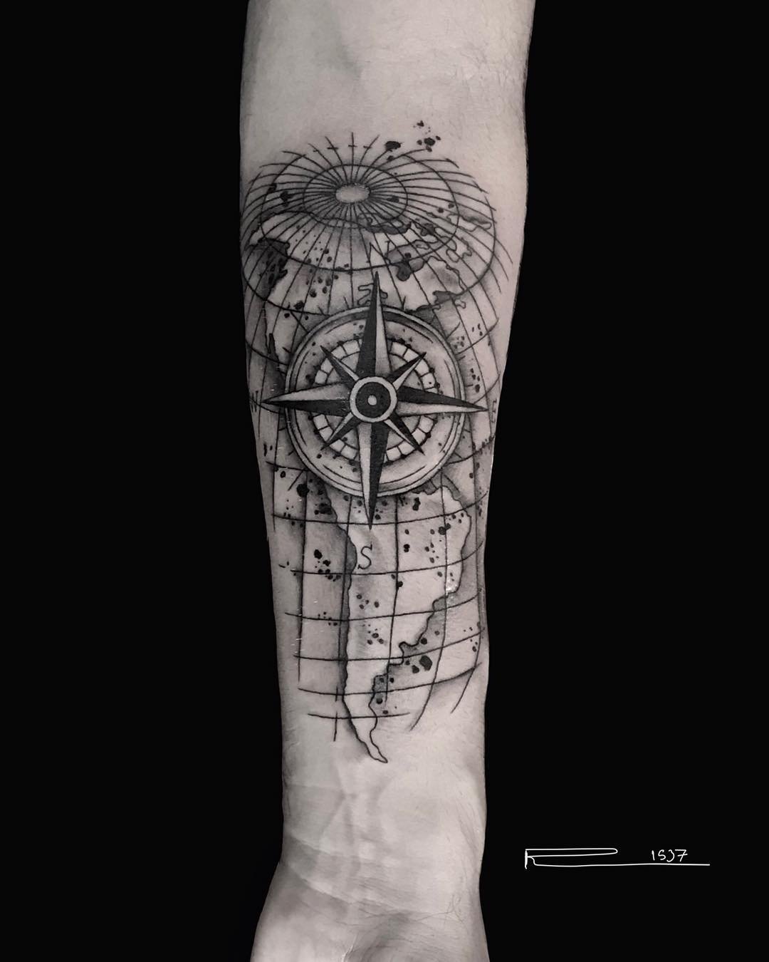 compass chest tattoo for men 0082