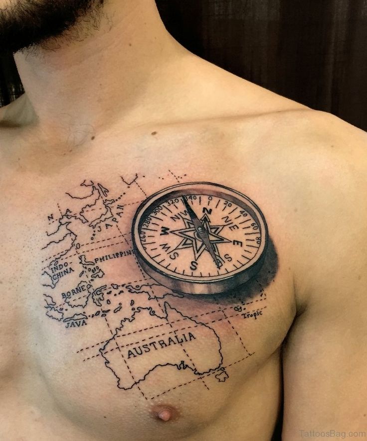 compass chest tattoo ideas for men