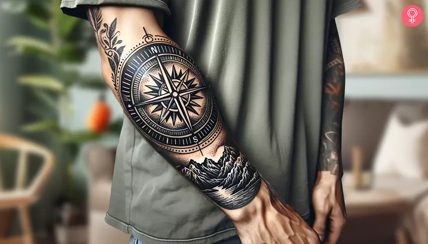 compass forearm tattoo symbolism for men