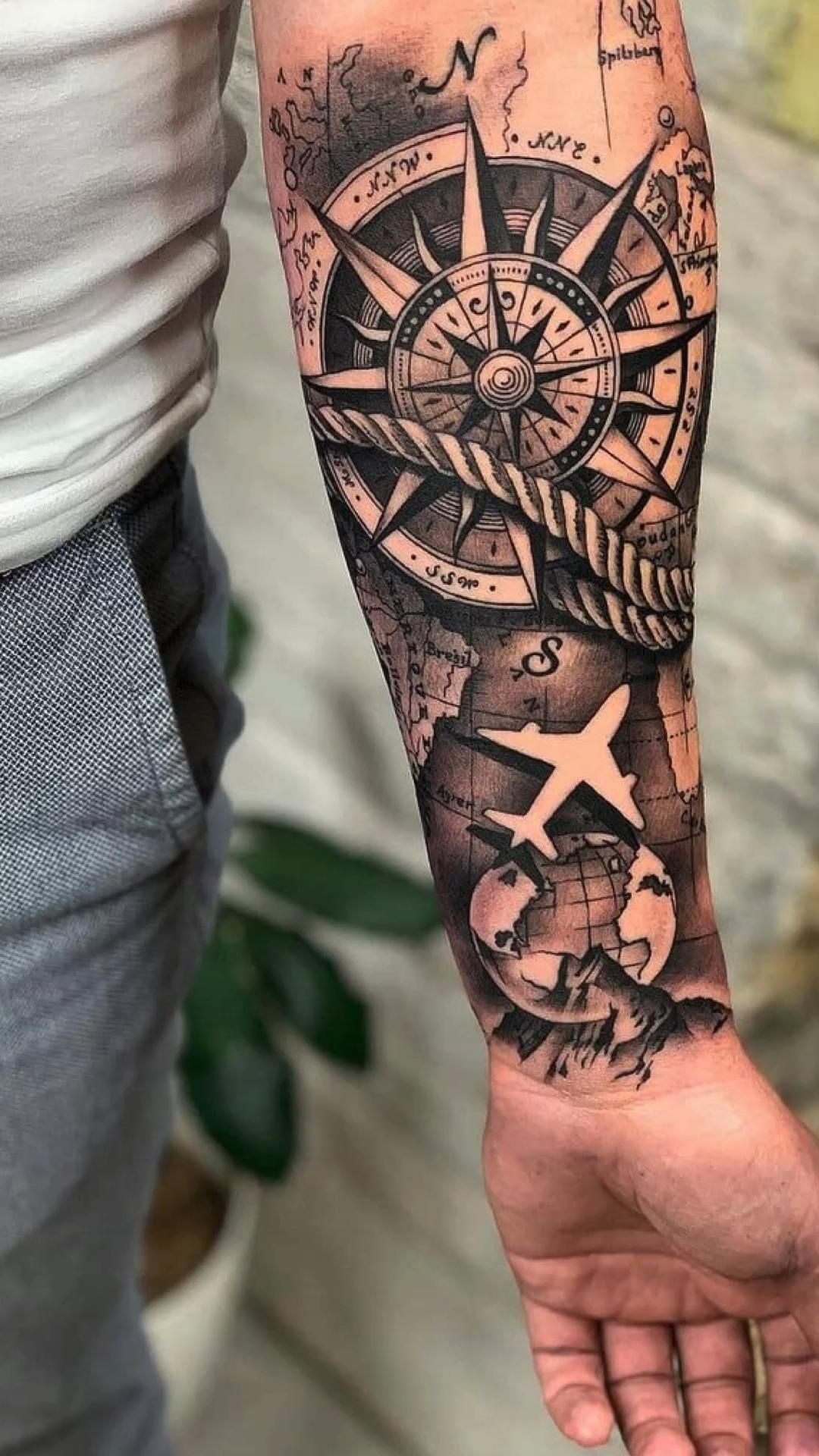 compass forearm tattoos for men 0015