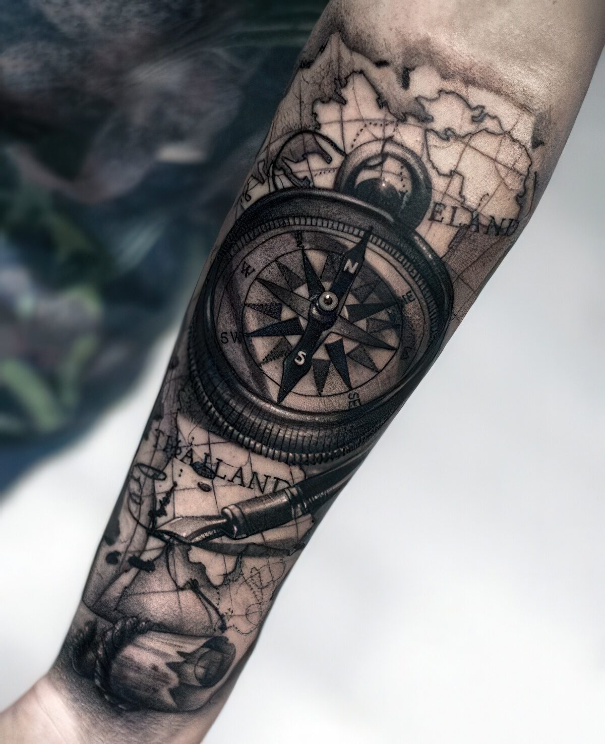 compass forearm tattoos for men 0018