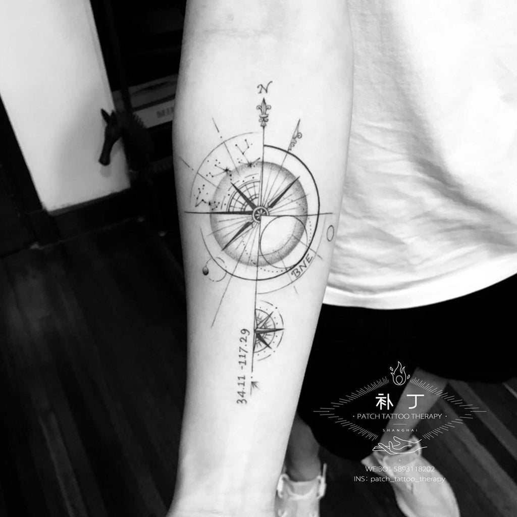 compass forearm tattoos for men 0025