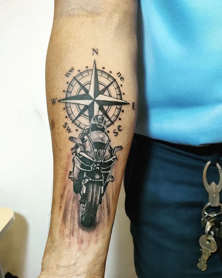 compass forearm tattoos for men 0037