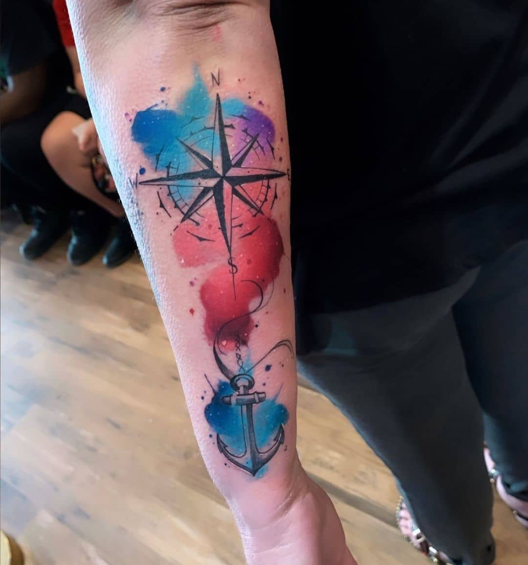 compass forearm tattoos for men 0060