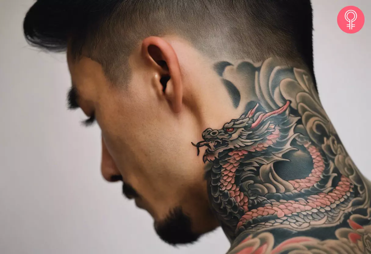 contemporary neck tattoos for men reflecting Chinese heritage.