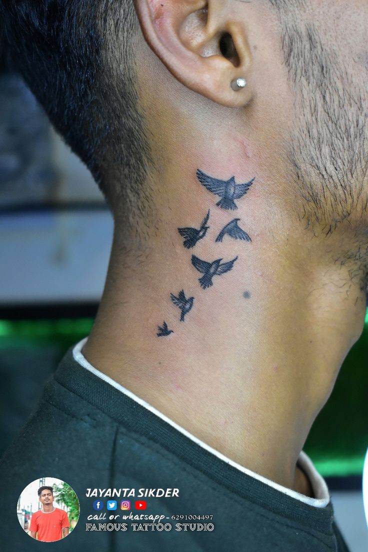 creative bird neck tattoos for men