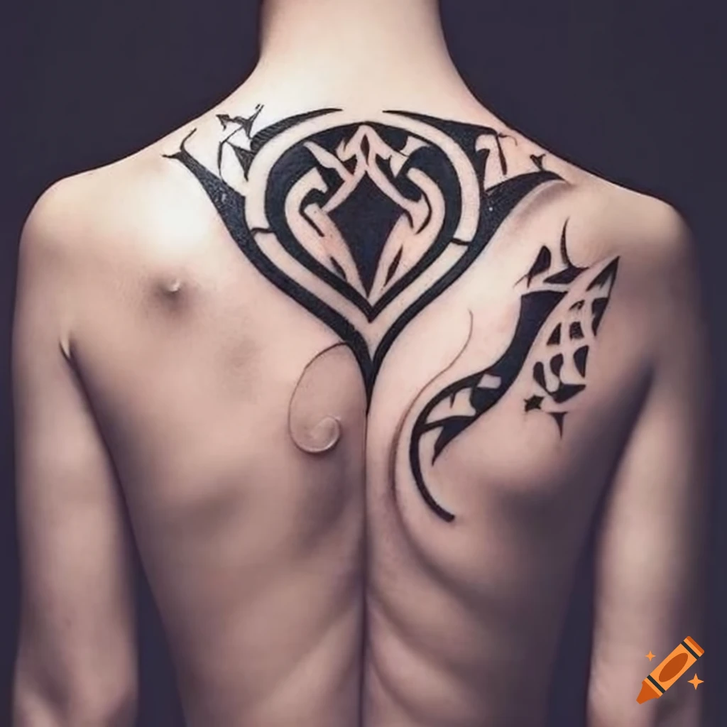 creative black back tattoos for men