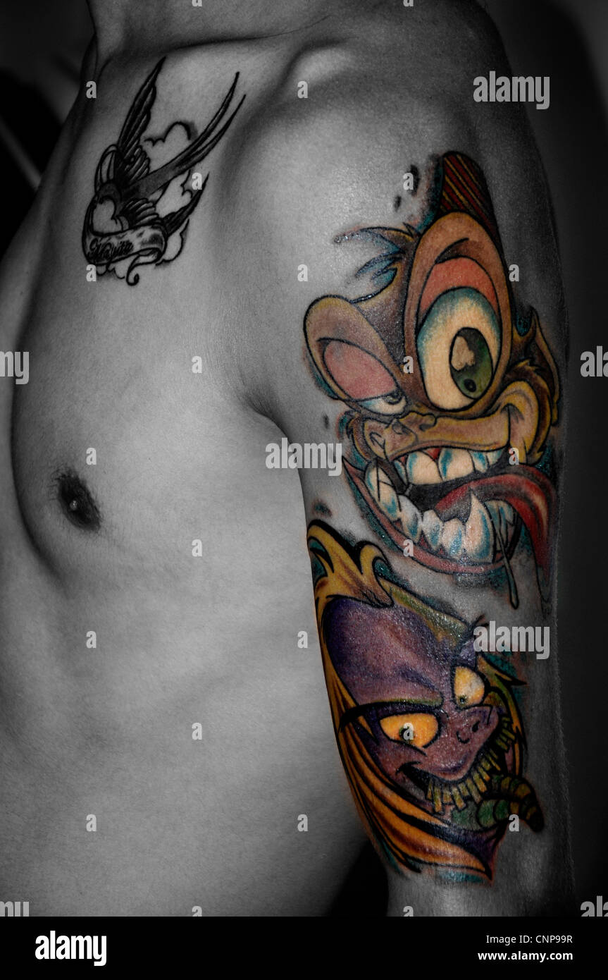 creative cartoon tattoos for men inspiration