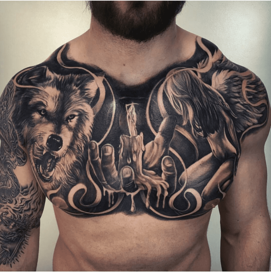 creative cover up chest tattoos for men