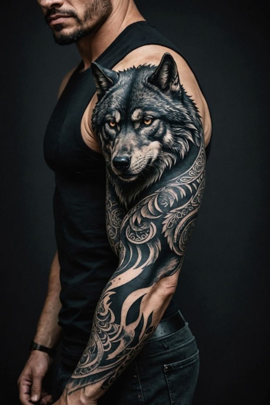 creative geometric tattoos for men.