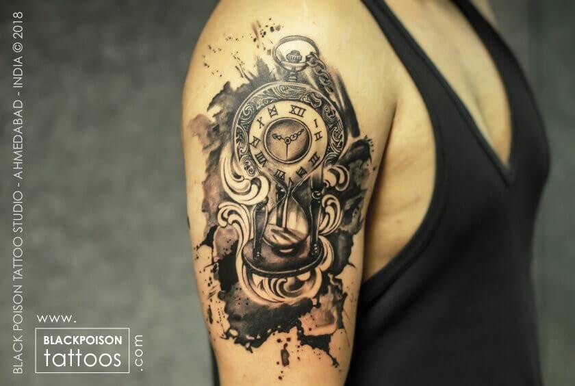 creative hourglass tattoos for men