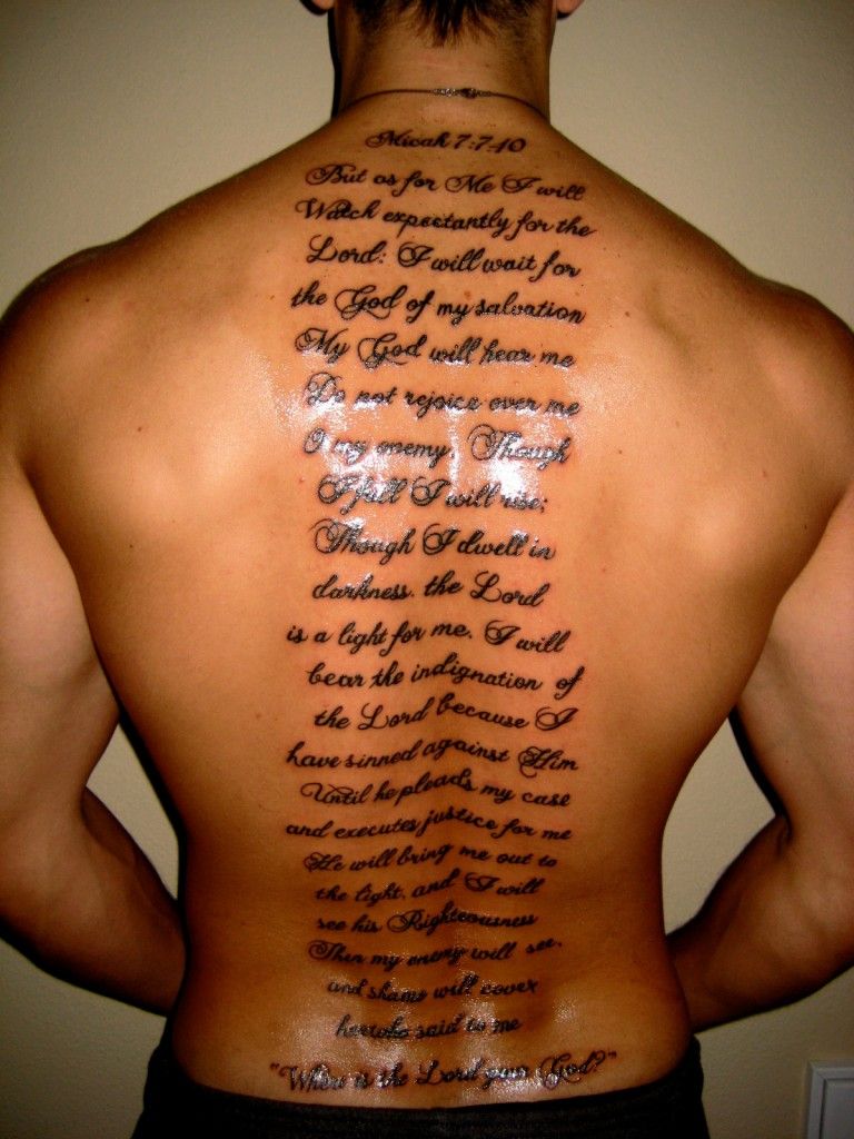 creative lettering ideas for back tattoos for men