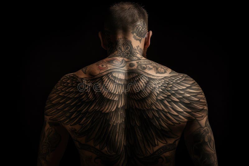 creative mens wing tattoo for the back placements